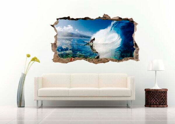 Surfer in The Crystal Sea 3D  Wall Decal Vinyl Sticker