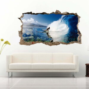 Surfer in The Crystal Sea 3D  Wall Decal Vinyl Sticker