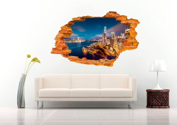 City in The Night 3D Art Wall Decal Vinyl Sticker