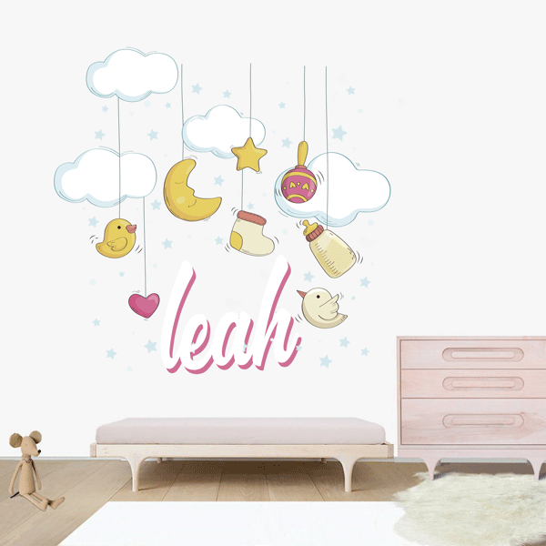 Cloud Night Star and Toy Nursery Wall Decals Vinyl Sticker