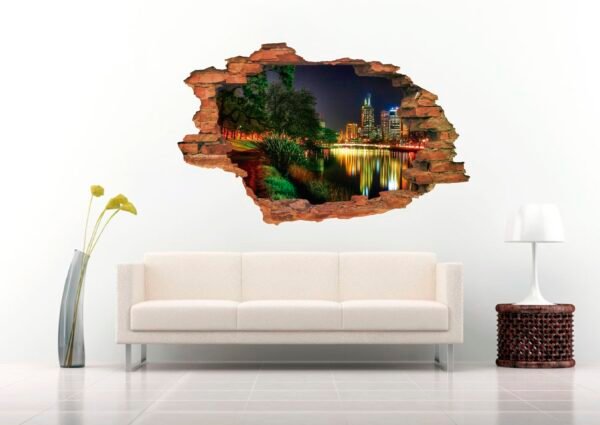 City on The Lake 3D Art Wall Decal Vinyl Sticker