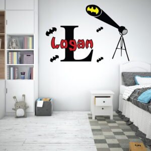 Batman Signal Superhero Name &#038; Initial Wall Decals Vinyl Sticker