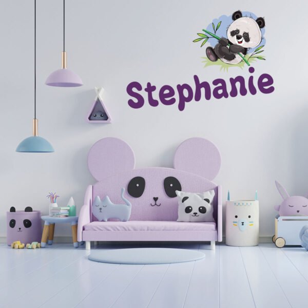 Personalized Name Panda Bear Nursery Wall Decal Vinyl Sticker