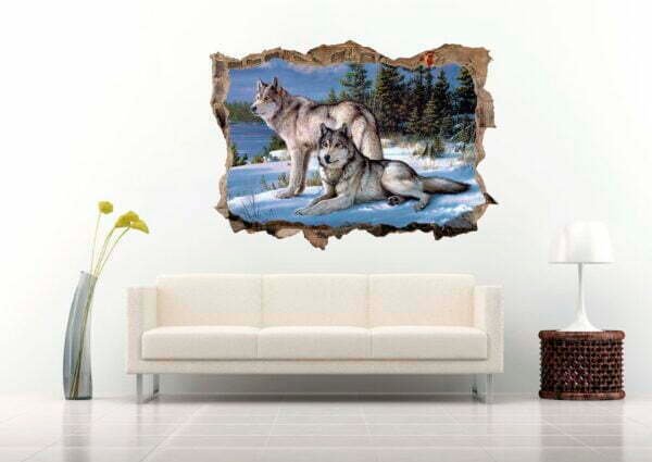 Wolves in The Snow 3D Art Wall Decal Vinyl Sticker