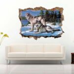 Lion Under the Moon 3D Art Wall Decal Vinyl sticker