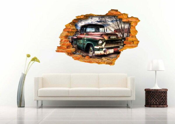Abandoned Truck 3D Art Wall Decal Vinyl sticker