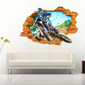 3D Motocross on Land Art Wall Decals Nursery, Stickers, Decoration