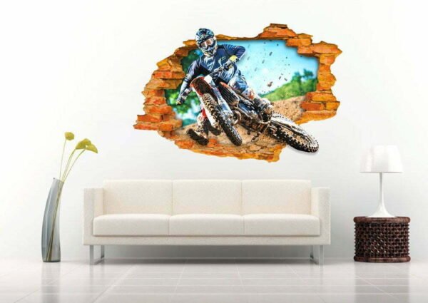 Motocross 3D Art Wall Decal Vinyl Sticker
