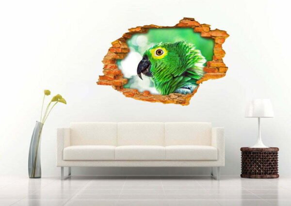 Parakeet 3D Art Wall Decal Vinyl Sticker