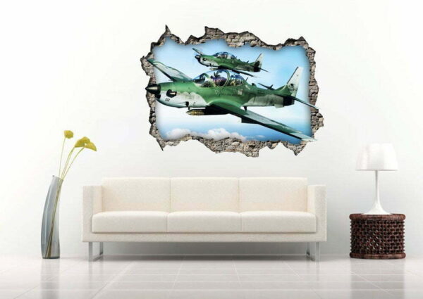 3D Aircraft Over The Sky Art Wall Decals Sticker Nursery Decoration for Home