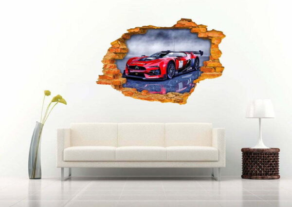 3D Super Sportscar  Art Wall Decals Sticker Nursery Decoration for Home