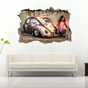 Old Beetle Car 3D Wall Decal Vinyl Sticker