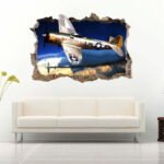 Aircraft Over The Sky 3D Art Wall Decal Vinyl Sticker