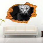 Cat Playing 3D Wall Decal Vinyl Sticker