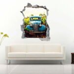 Antique Car 3D Art Wall Decal Vinyl Sticker