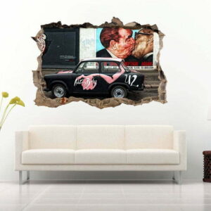 3D Black Car Among The Street Art Wall Decals Sticker Nursery Decoration for Home
