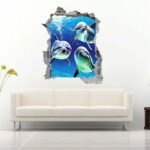 Dolphins in The Ocean 3D Wall Decals Vinyl Sticker
