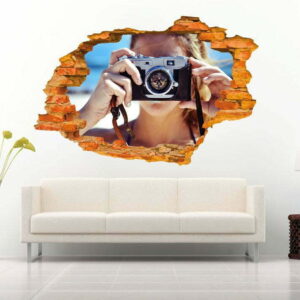 Woman Taking Picture 3D Art Wall Decal Vinyl Sticker