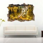 Bridge in the Dark City 3D Art Wall Decal Vinyl Sticker