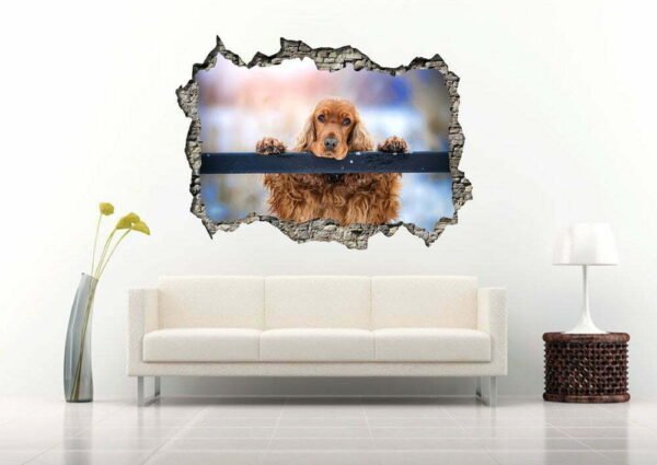 Dog in Hole 3D Wall Decal Vinyl Sticker