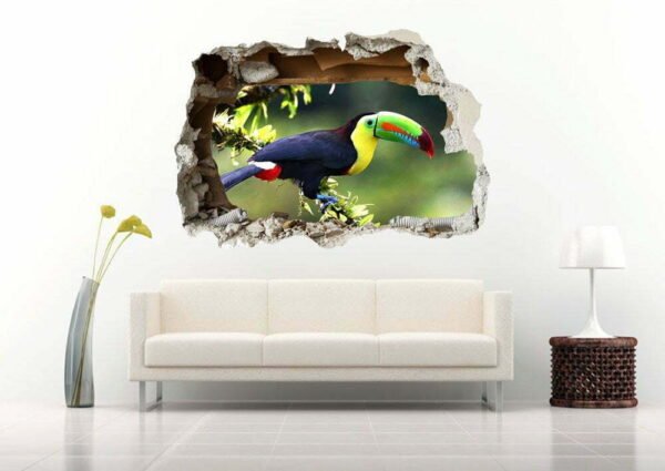 Toucan in The wild 3D Art Wall Decal Vinyl Sticker