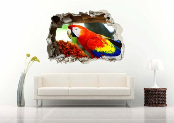 Macaw in The Trees 3D Art Wall Decal Vinyl Sticker