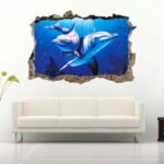 Turtle in The Ocean 3D Wall Decal Vinyl Sticker
