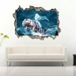 Skull with Fire 3D Art Wall Decal Vinyl Sticker
