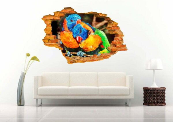 Parakeet Sleeping 3D Art Wall Decal Vinyl Sticker