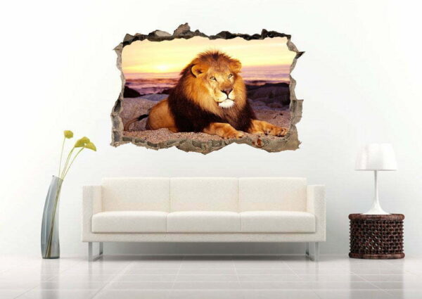 3D Lion of The Jungle Facing The sea Art Wall Decals Sticker Nursery Decoration for Home