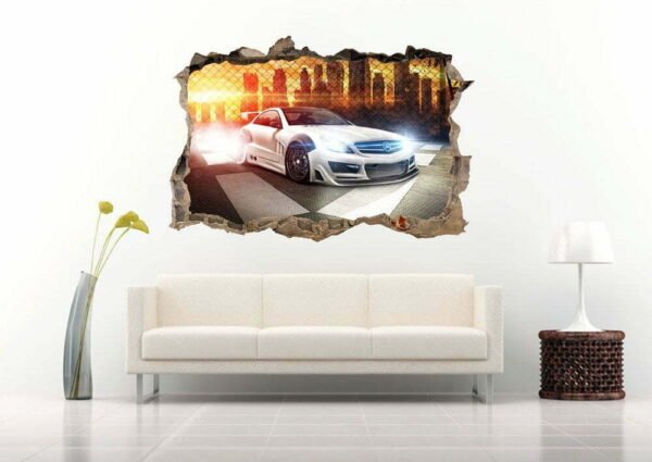 Sport Cart at Sunset 3D Art Wall Decal Vinyl Sticker