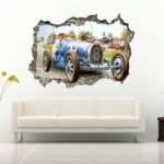 Mustang Cart in The Sunset 3D Art Wall Decal Sticker