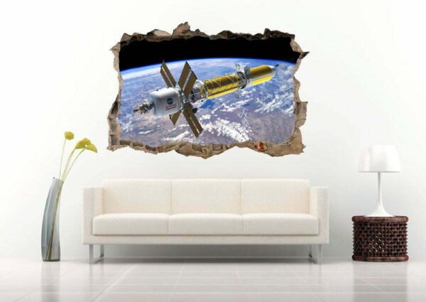 Satellite in Space 3D Art Wall Decal Vinyl Sticker