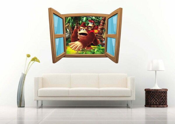 Diddy and Donkey in The Jungle 3D Wall Decal Vinyl Sticker