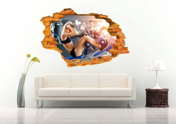Woman Work Out 3D Art Wall Decal Vinyl Sticker