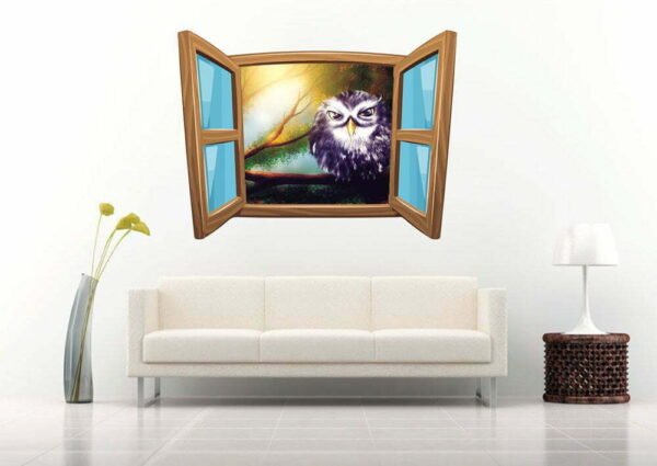 Owl in The Night 3D Art Wall Decal Vinyl Sticker
