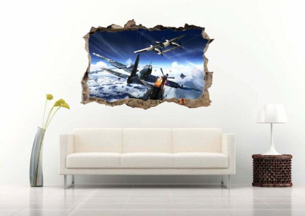 Aircraft in War 3D Art Wall Decal Vinyl Sticker
