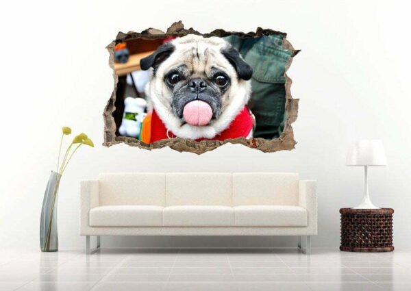 Pug Dog 3D Wall Decal Vinyl Sticker