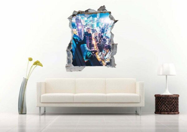 Person Lying Down City Night 3D Art Wall Decal Vinyl Sticker