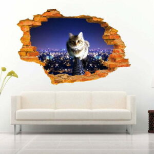 Cat in the Night 3D Wall Decal Vinyl Sticker