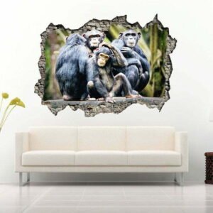 Monkey Family 3D Art Wall Decal Vinyl Vinyl Sticker