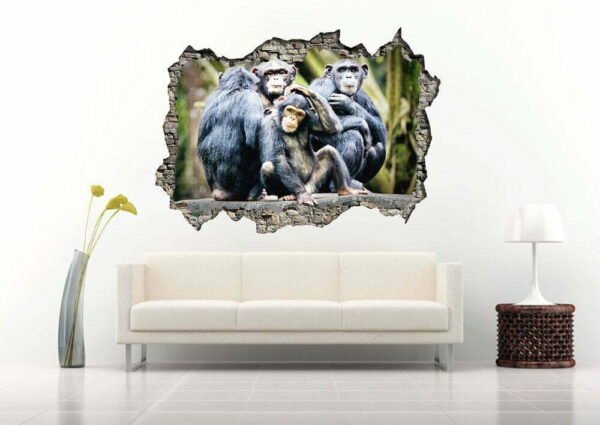 Monkey Family 3D Art Wall Decal Vinyl Vinyl Sticker