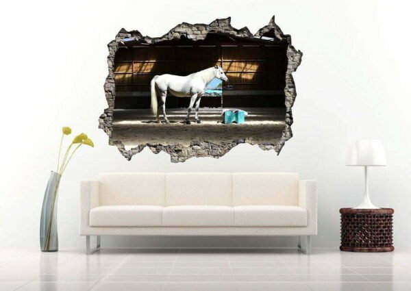 White Horse in The Stable 3D Wall Decal Vinyl Sticker