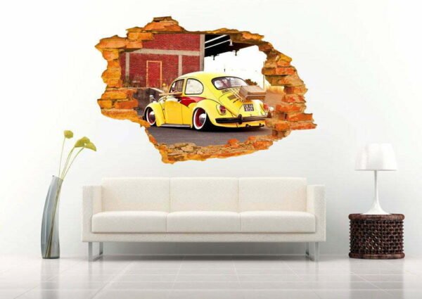 Beetle Cart 3D Wall Decal Sticker