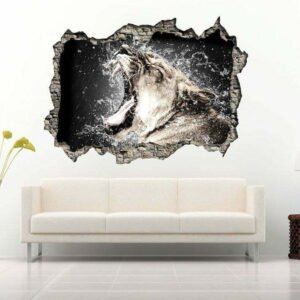 Wild Puma Bathing 3D Wall Decal Vinyl Sticker