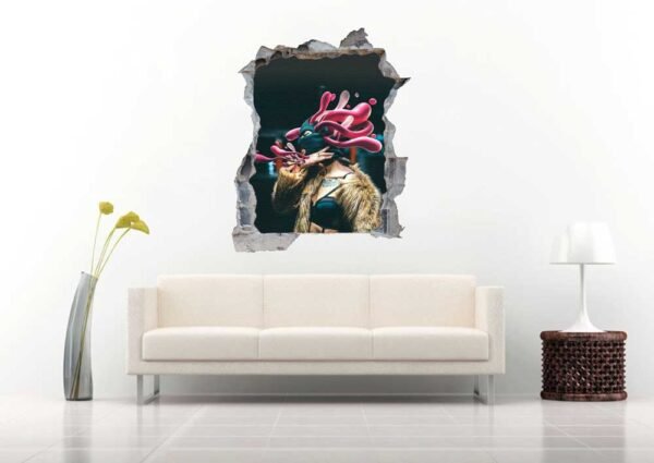 Person with Bird Mask 3D Art Wall Decal Vinyl Sticker