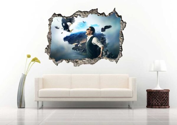 Person Screaming Birds 3D Art Wall Decal Vinyl Sticker