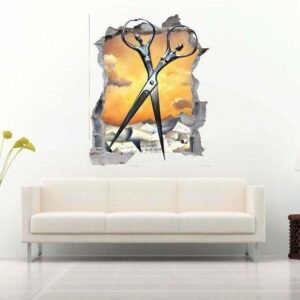 People Scissor Shape 3D Art Wall Decal Vinyl Sticker