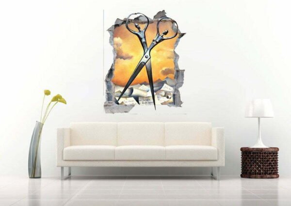 People Scissor Shape 3D Art Wall Decal Vinyl Sticker