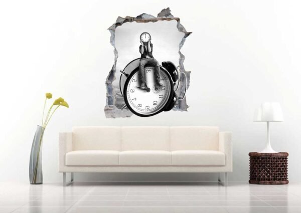 Person Time Clock 3D Art Wall Decal Vinyl Sticker